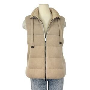Peserico Down Puffer Vest with Wool/Cashmere Full Zip Neutral Beige IT44 (US10)